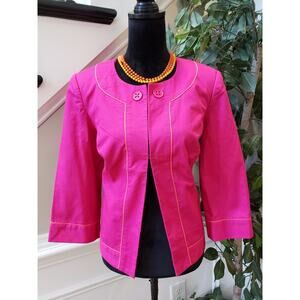 Chadwicks Jacket Women's Size 10 Pink Poplin Lined Cotton Long Sleeve Hook & Eye